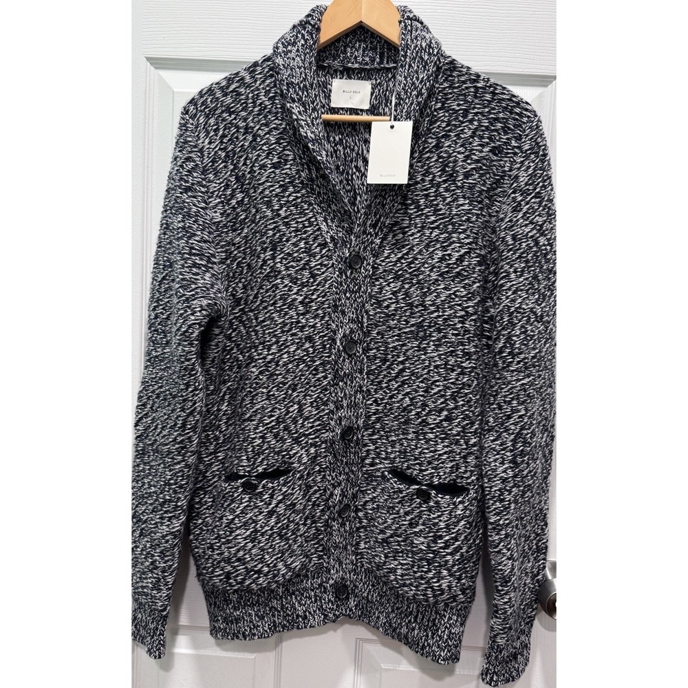 Billy Reid Men's Navy Shawl Collar Chunky 100 % Cashmere Cardigan Size Large NWT